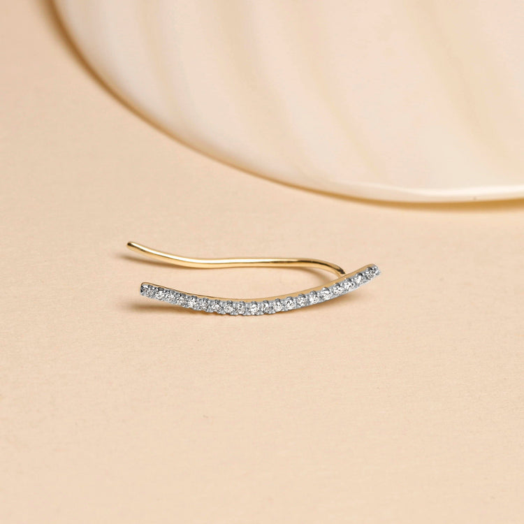 Stone and Strand 10K Yellow Gold Pave The Way Diamond Ear Climber Editorial Image