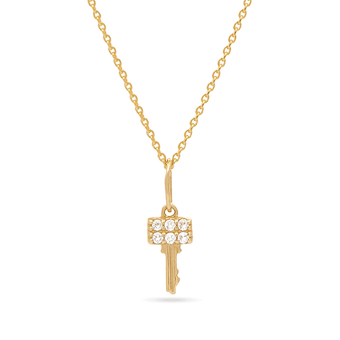 Pave Topaz Key Pendant