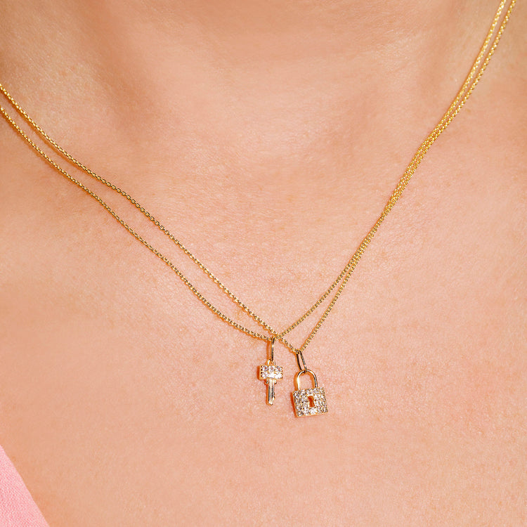 Pave Topaz Key Pendant