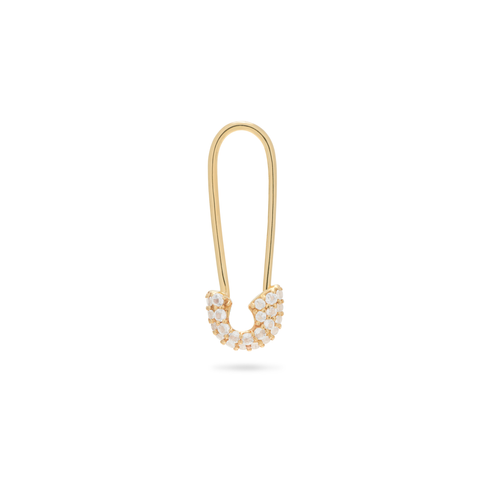 Stone and Strand 14K Yellow Gold Second Hole Pave Topaz Safety First Earring Front Image