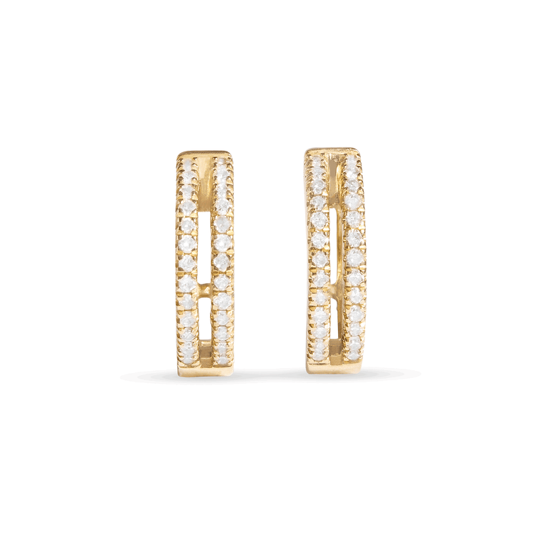 Pave Two Row Diamond Huggies