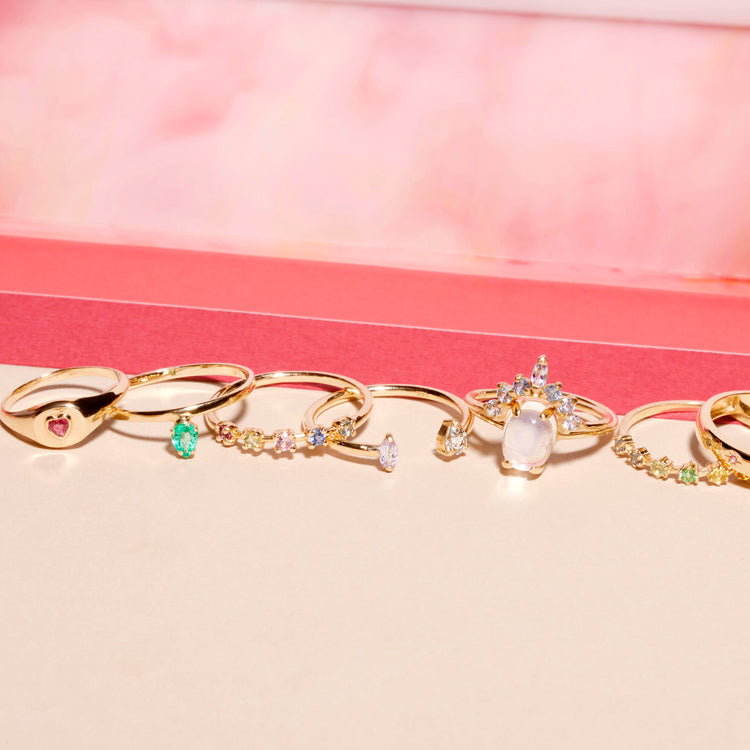 Pear Cut Emerald Flat Band Ring