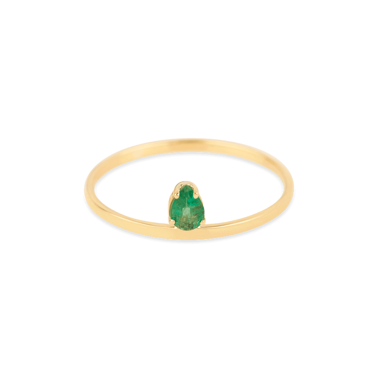 Pear Cut Emerald Flat Band Ring