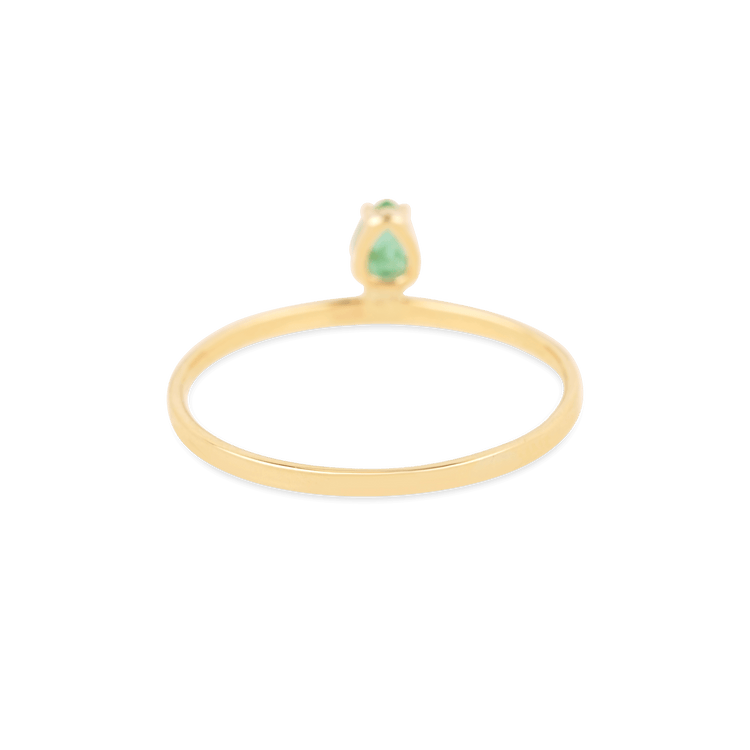 Pear Cut Emerald Flat Band Ring