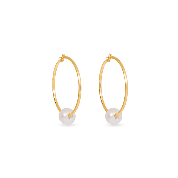 Pearl Hoop Earrings – STONE AND STRAND