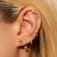 Image of 14K Yellow Gold Pearl Hoop Earrings with Stone and Strand Earrings
