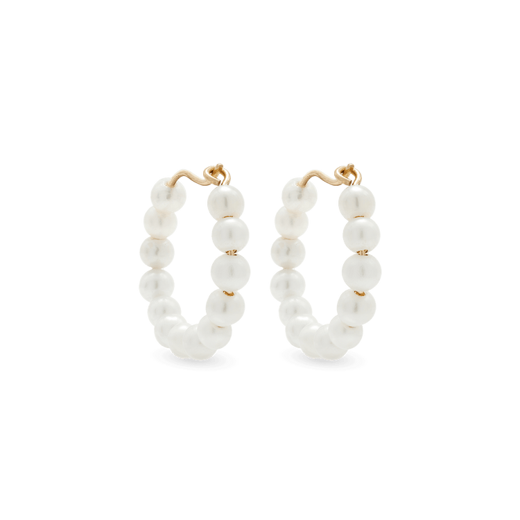 Stone and Strand 10K Yellow Gold Pearly Huggies Rear Image