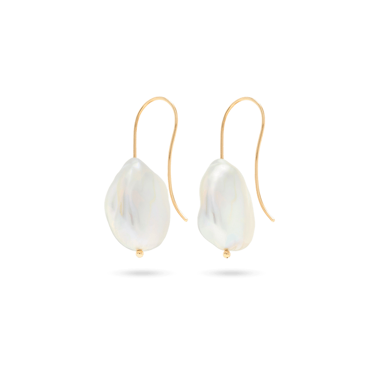 Stone and Strand 10K Yellow Gold Perfectly Imperfect Baroque Pearl Earrings Rear Image