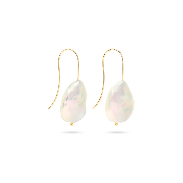 Stone and Strand 10K Yellow Gold Perfectly Imperfect Baroque Pearl Earrings Side Image