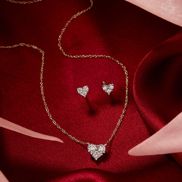 Still life image of Piece Of My Heart Diamond Necklace with Stone and Strand solid gold jewelry