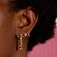 Image of 10K Yellow Gold Pink Sapphire and Diamond Flower Stud with Stone and Strand Earrings