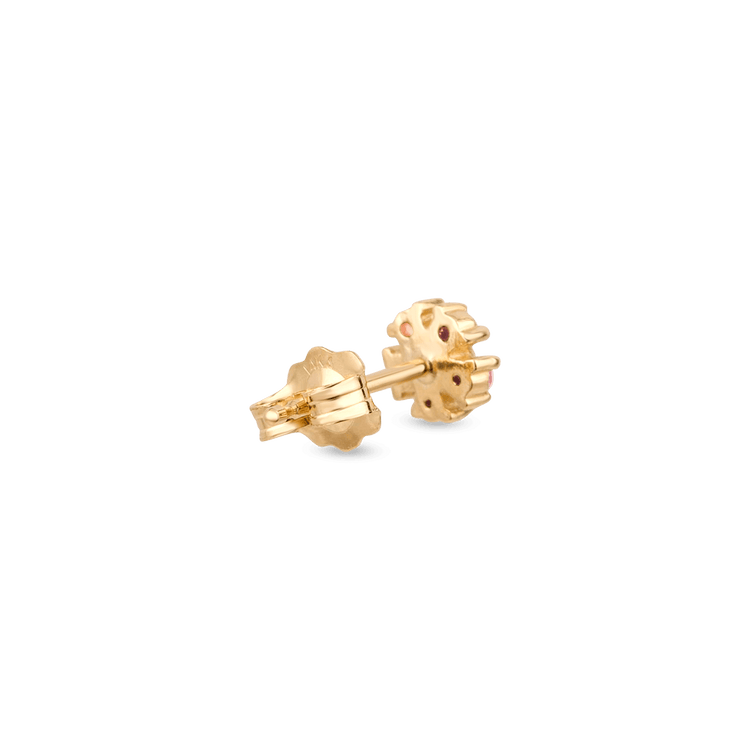 Stone and Strand 10K Yellow Gold Pink Sapphire and Diamond Flower Stud Rear Image
