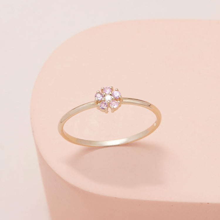 Pink Sapphire Flower Ring