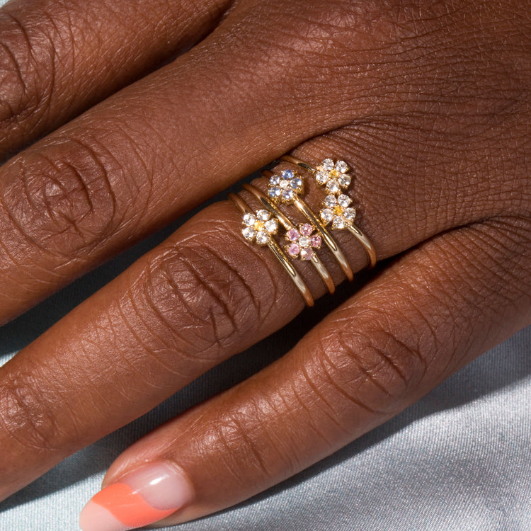 Pink Sapphire Flower Ring