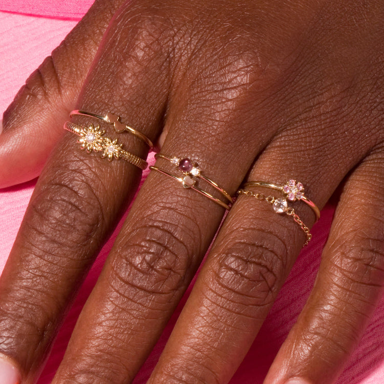 Pink Sapphire Flower Ring