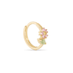 Stone and Strand 10K Yellow Gold Pink Wildflower Huggie with Gemstones Side Image