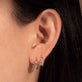 Image of 10K Yellow Gold Pink Wildflower Huggie with Gemstones with Stone and Strand Earrings