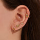Image of 10K Yellow Gold Pink Wildflower Huggie with Gemstones with Stone and Strand Earrings
