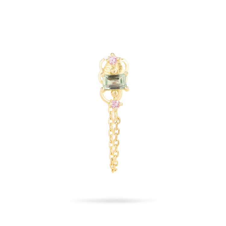 Stone and Strand 10K Yellow Gold Pomelo Front To Back Green and Pink Sapphire Stud Front Image