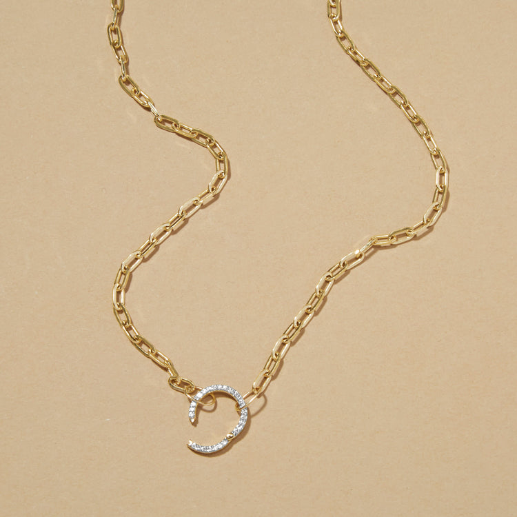 Stone and Strand 10K Yellow Gold Pop and Lock Round Diamond Necklace Editorial Image