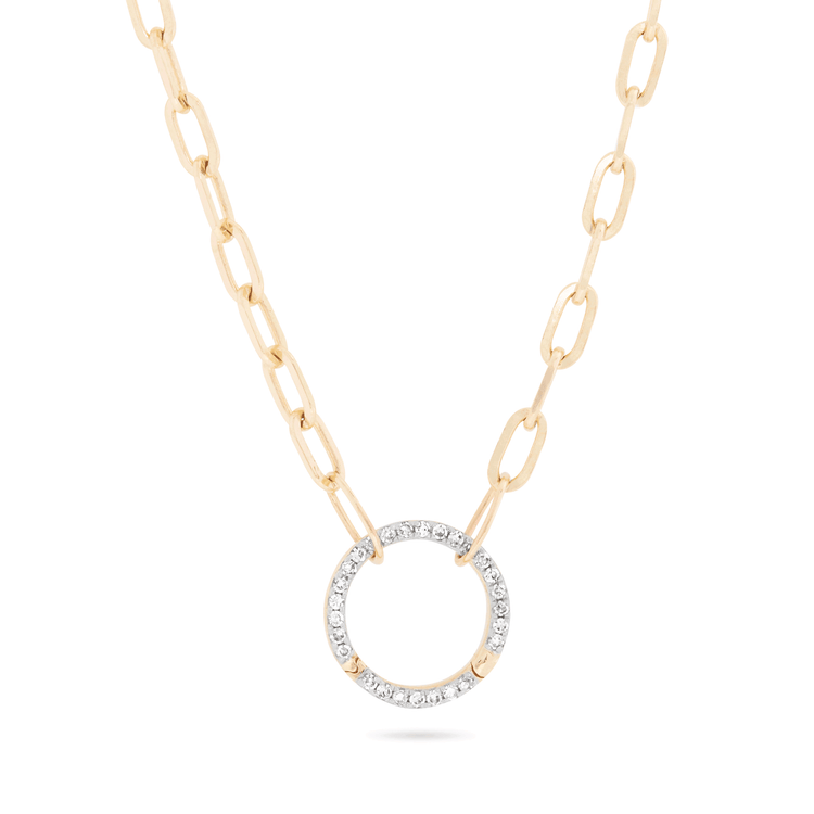 Stone and Strand 10K Yellow Gold Pop and Lock Round Diamond Necklace Close Up Image