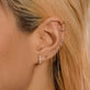 Image of 14K Yellow Gold Princess and Round Diamond Piercing Earring with Stone and Strand Earrings