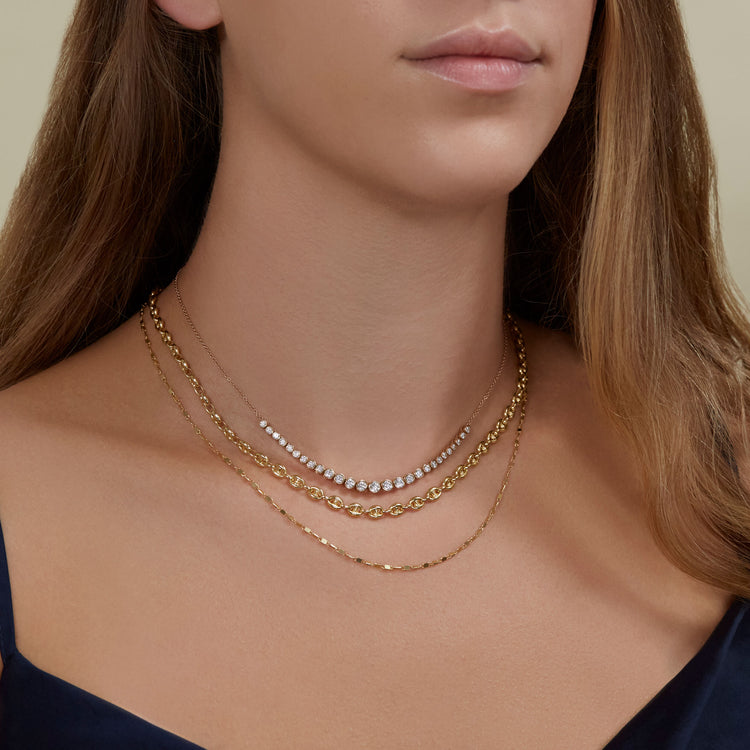 Image of 10K Yellow Gold Tiny Puffed Maritime Necklace with Stone and Strand Necklaces