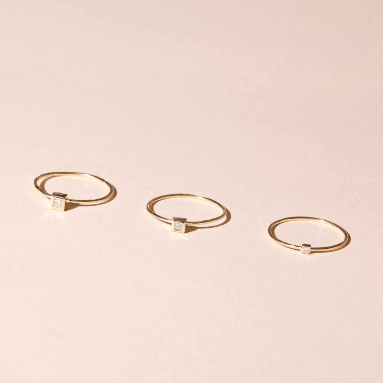 Tiny Princess Diamond Ring