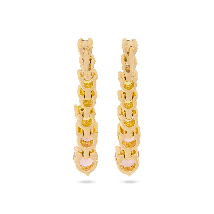 Stone and Strand 10K Yellow Gold Rainbow Bright Gemstone Drop Earrings Rear Image