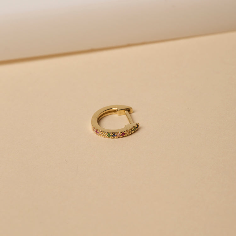 Rainbow Sapphire Pave Huggie Earrings