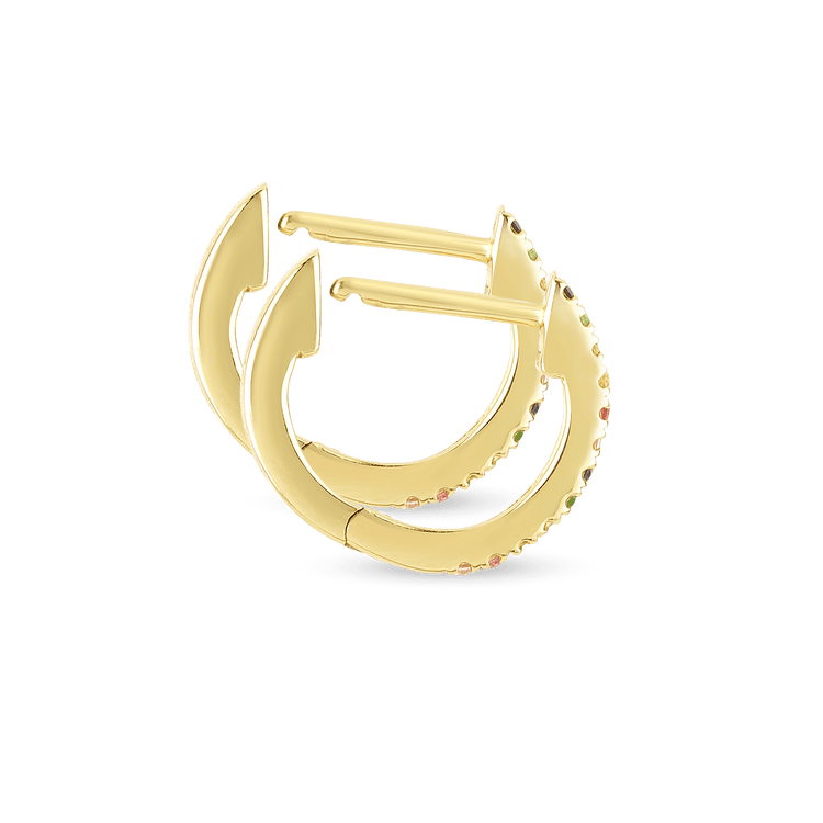 Rainbow Sapphire Pave Huggie Earrings