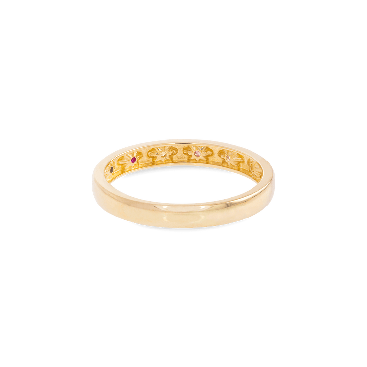 Stone and Strand 10K Yellow Gold Rainbow Starburst Gemstone Band Rear Image