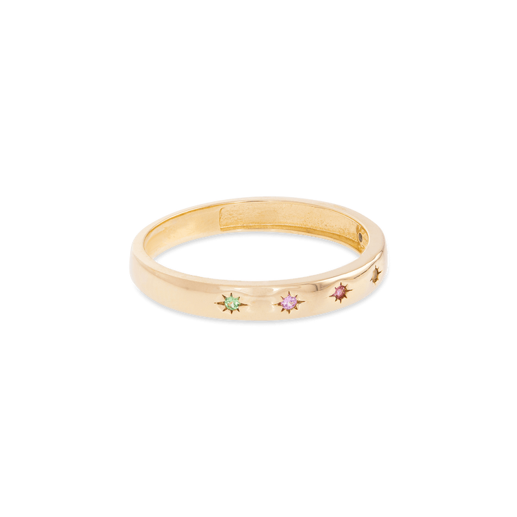 Stone and Strand 10K Yellow Gold Rainbow Starburst Gemstone Band Side Image