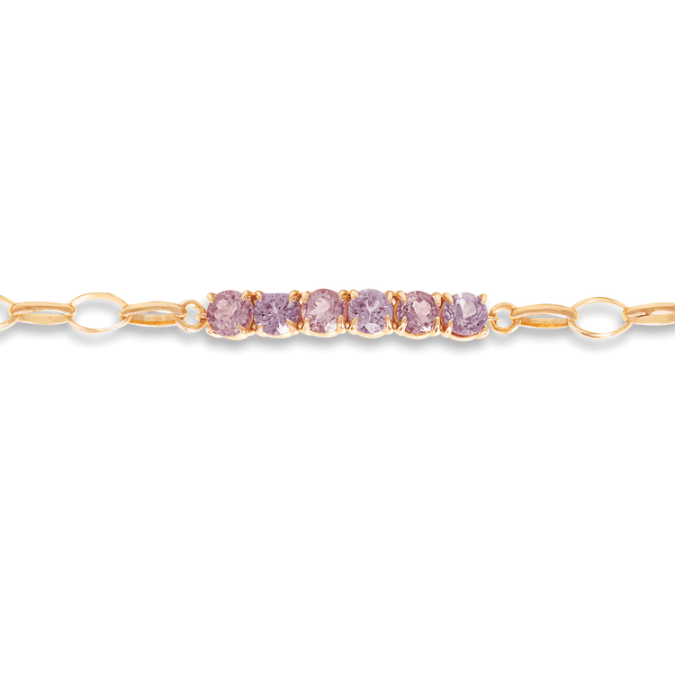 Stone and Strand 14K Yellow Gold Raise The Bar Blush Pink Gemstones Bracelet Close Up Image
