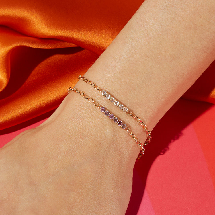 Image of 14K Yellow Gold Raise The Bar Blush Bracelet with Stone and Strand Bracelets