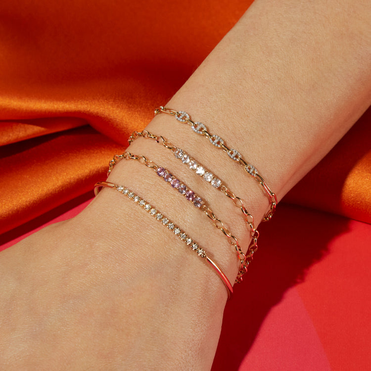 Image of 14K Yellow Gold Raise The Bar Blush Bracelet with Stone and Strand Bracelets