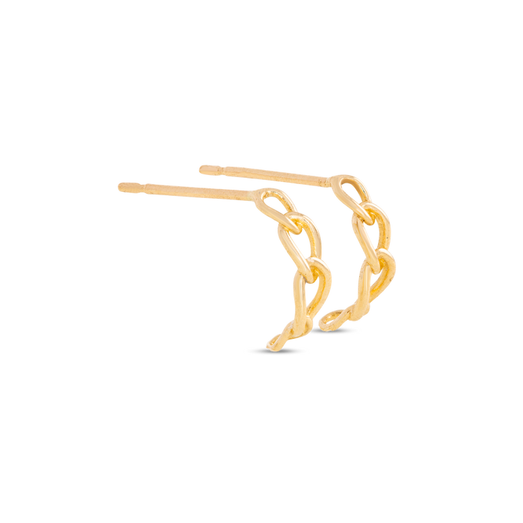 Stone and Strand 10K Yellow Gold Half Chain Huggies Side Image