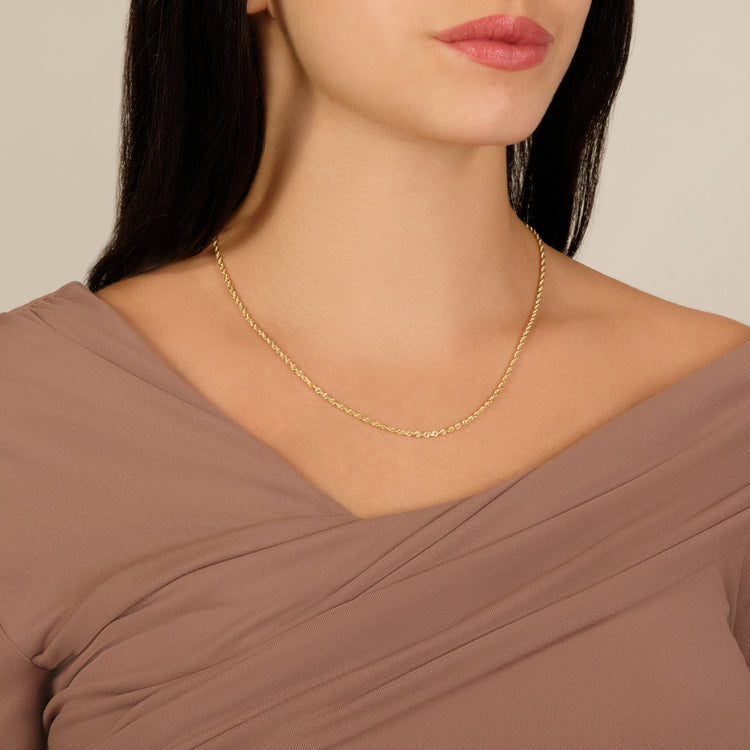 Image of 10K Yellow Gold Roped Off Necklace on Models Neck