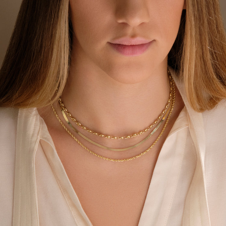 Image of 10K Yellow Gold Roped Off Necklace with Stone and Strand Necklaces