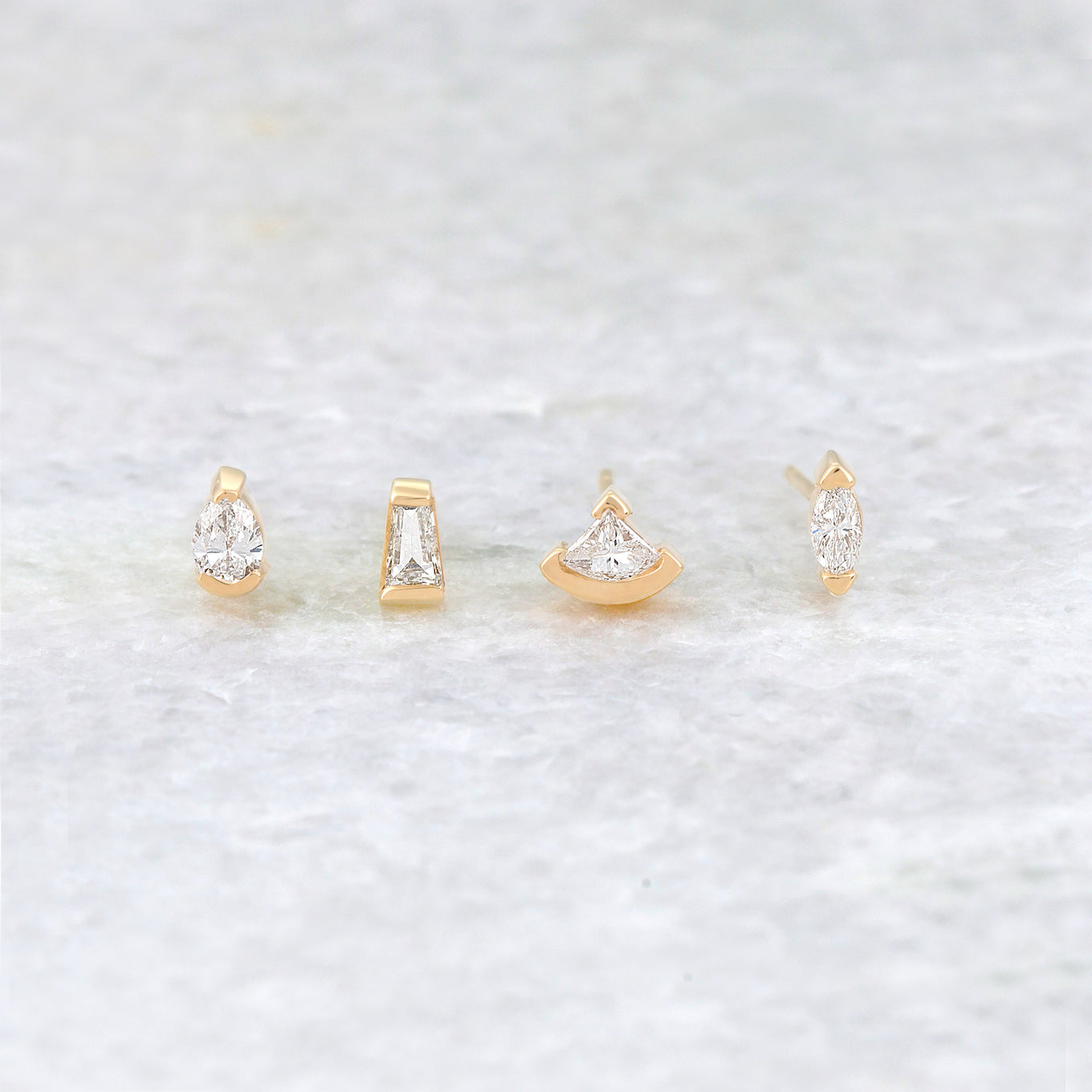 Rose Gold Fan Diamond Stud STONE AND STRAND