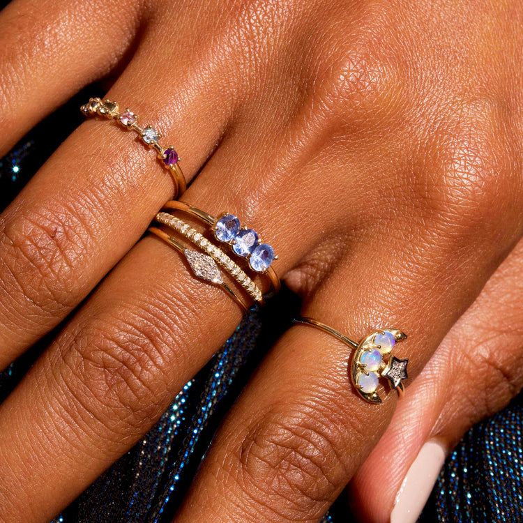 Rose Gold Fine Pave White Diamond Band