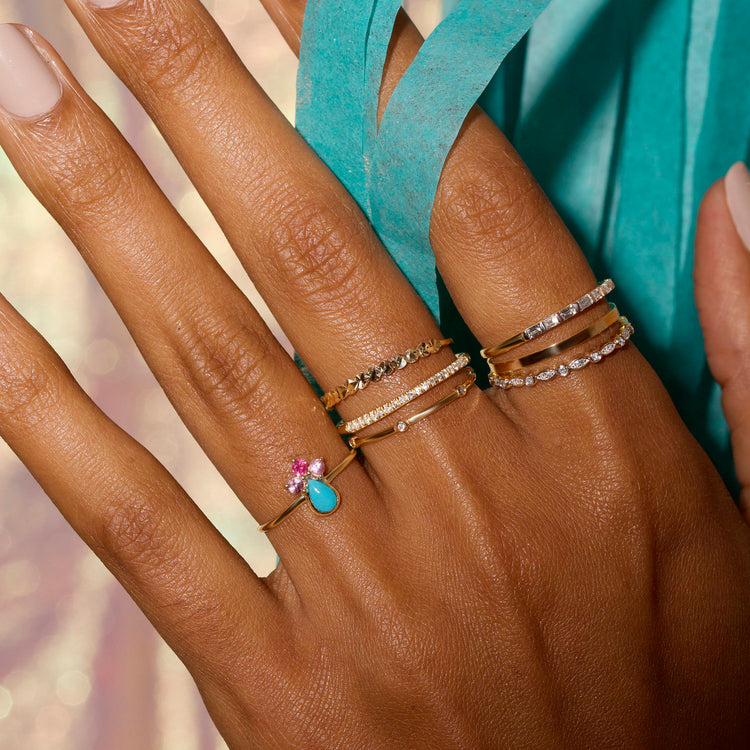 Rose Gold Fine Pave White Diamond Band