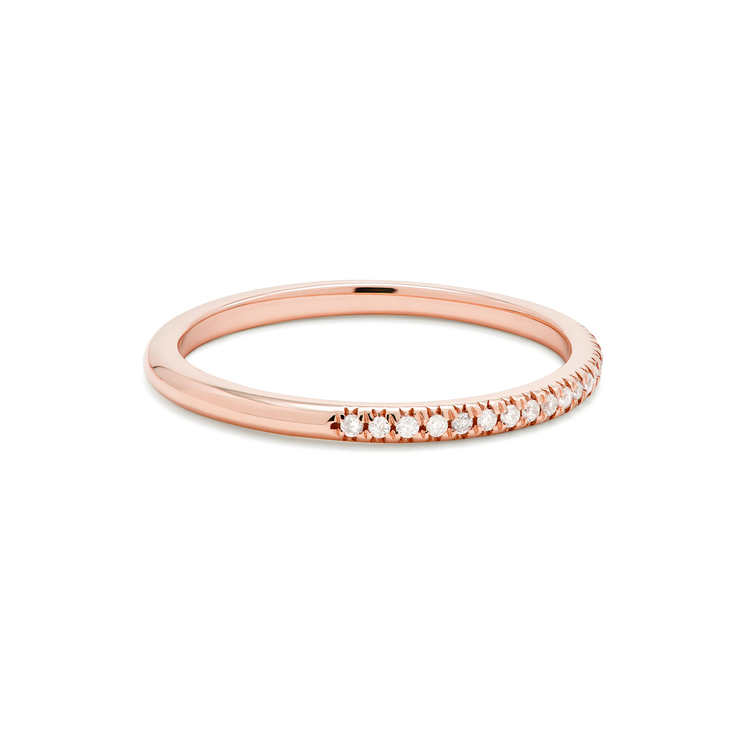 Rose Gold Fine Pave White Diamond Band