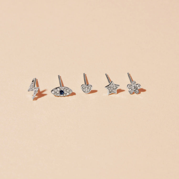 Rose Gold Pave Diamond Lightning Bolt  Stud
