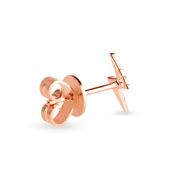 Rose Gold Pave Diamond Lightning Bolt  Stud
