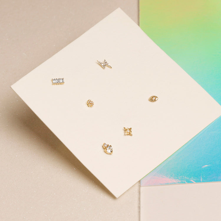 Rose Gold Teeny Diamond Flower Stud