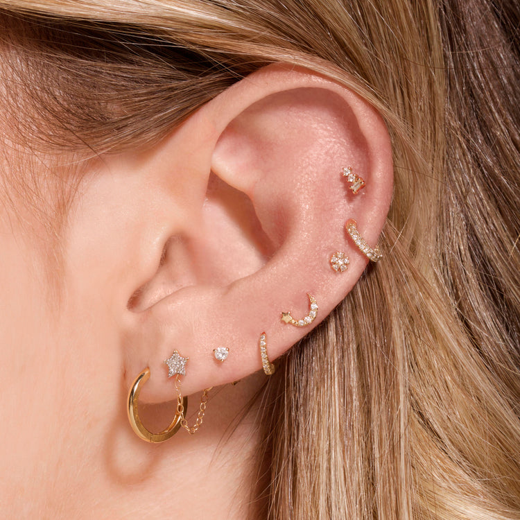 Rose Gold Teeny Diamond Flower Stud