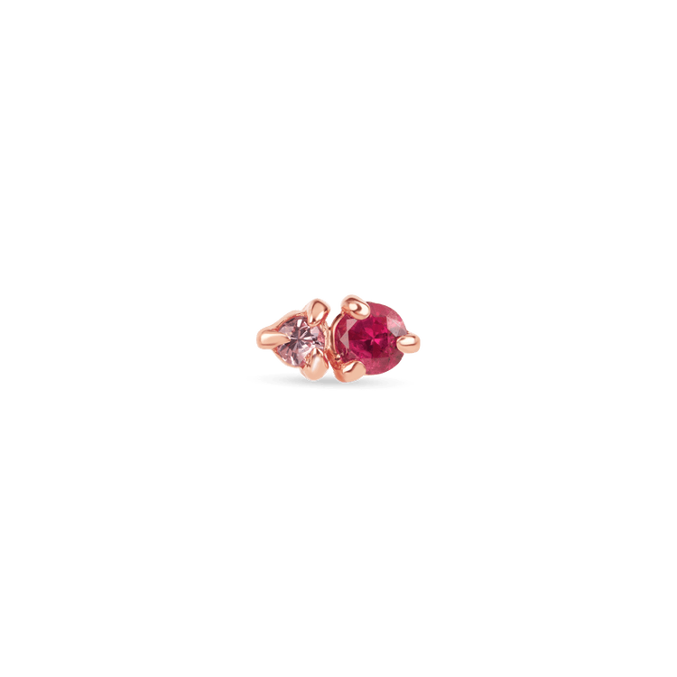 Ruby and Pink Sapphire Prong Stud