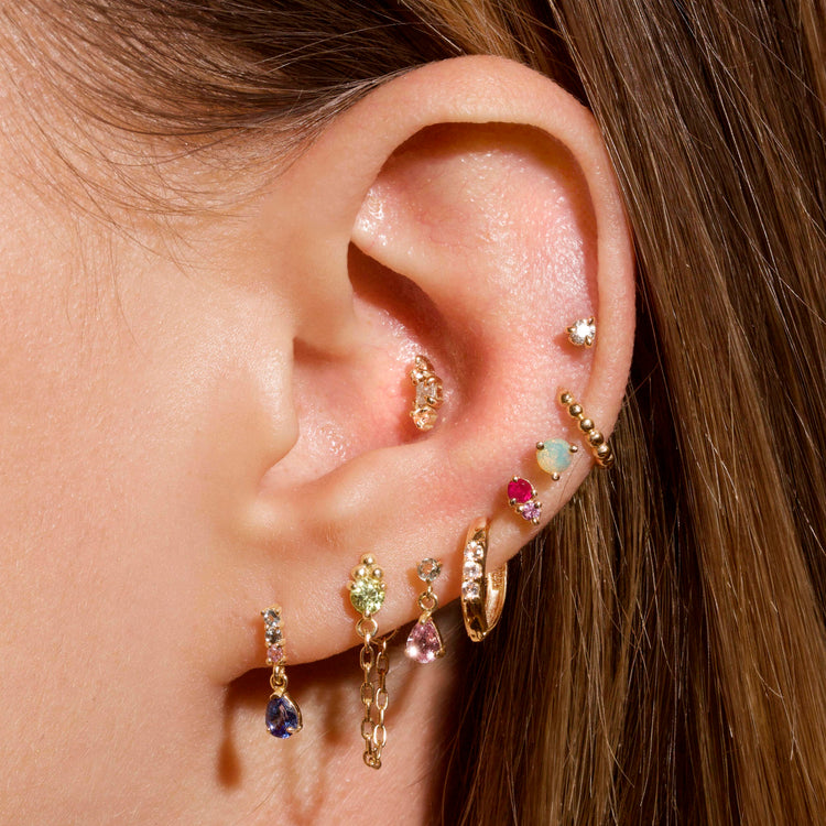 Ruby and Pink Sapphire Prong Stud