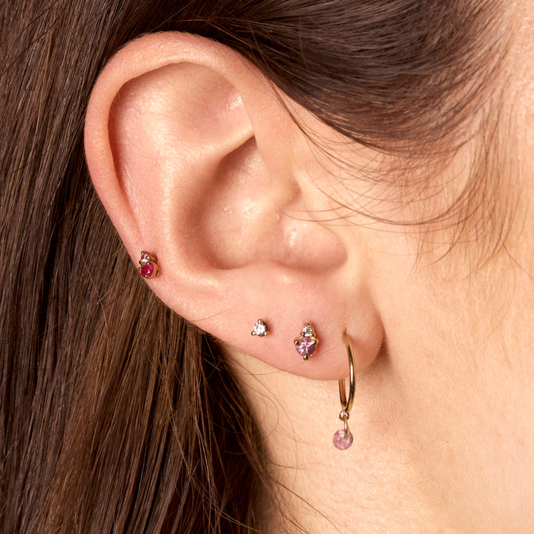 Ruby and Pink Sapphire Prong Stud